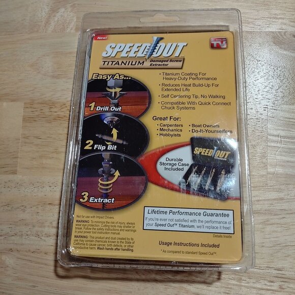 SpeedOut Titanium Damaged Screw Extractor 4-Piece Set Works With Any Drill-NEW - Picture 2 of 2